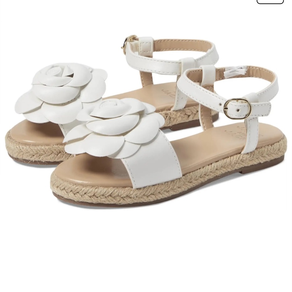 Janie and jack white flower espadrille sandals. In original packaging. Size 10